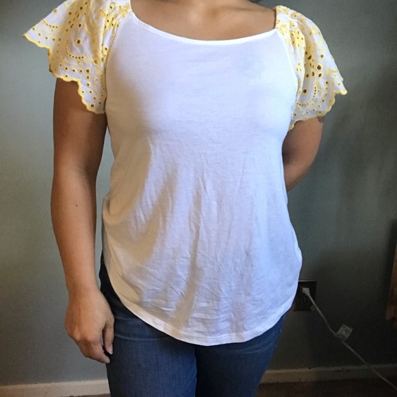 LOFT XS eyelet flutter sleeve top - Picture 5 of 5